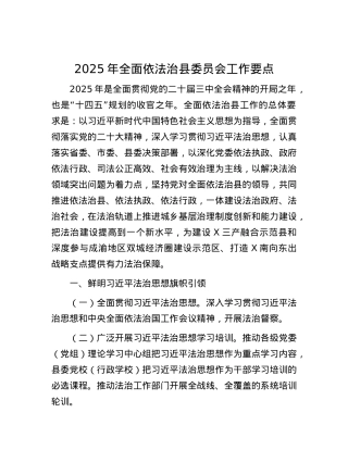 2025年全面依法治县委员会工作要点.docx