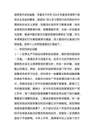 常务副市长关于2024年度民主生活会个人对照检视发言材料 (2).docx