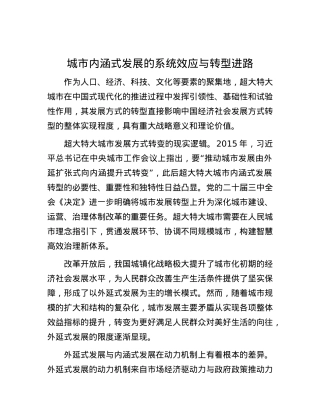 城市内涵式发展的系统效应与转型进路.docx