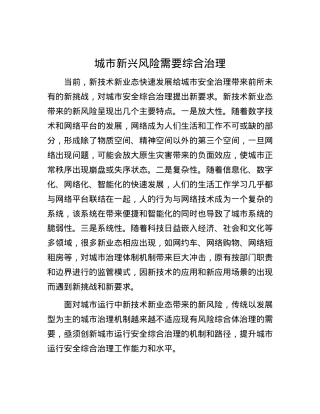 城市新兴风险需要综合治理.docx