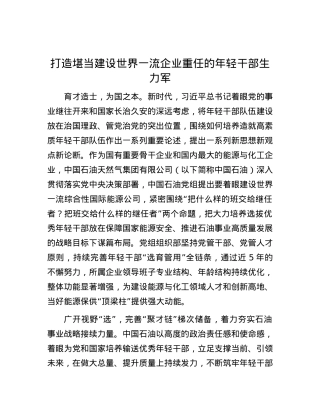 打造堪当建设世界一流企业重任的年轻干部生力军.docx