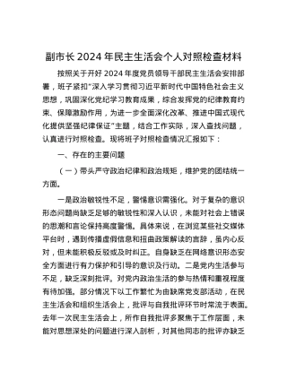 副市长2024年民主生活会个人对照检查材料.docx