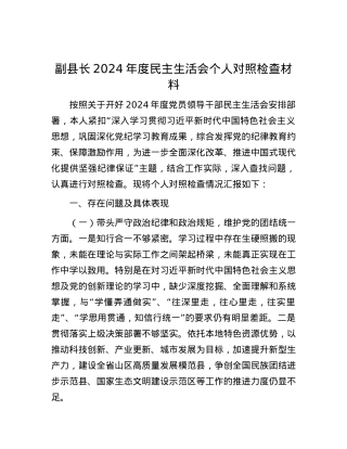 副县长2024年度民主生活会个人对照检查材料.docx