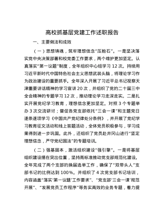 高校抓基层X建工作述职报告.docx