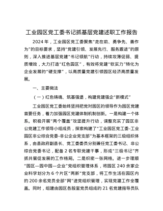 工业园区X工委书记抓基层X建述职工作报告.docx