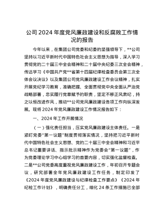 公司2024年度X风廉政建设和反腐败工作情况的报告.docx