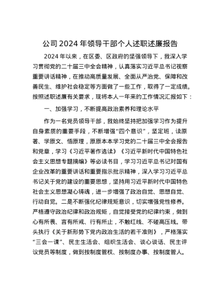 公司2024年领导干部个人述职述廉报告.docx