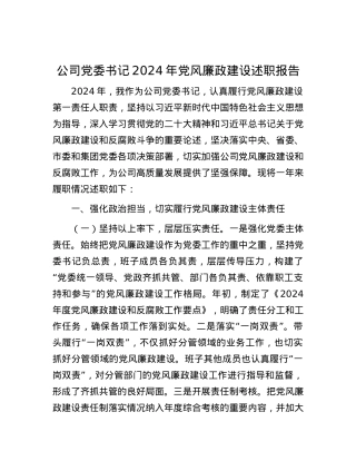公司X委书记2024年X风廉政建设述职报告.docx