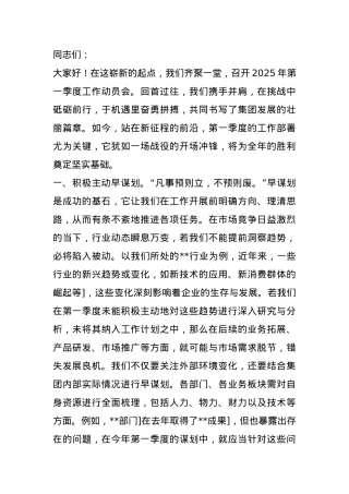 集团 2025 年第一季度工作动员会讲话.docx