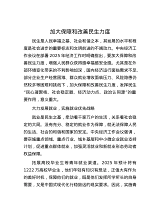 加大保障和改善民生力度.docx