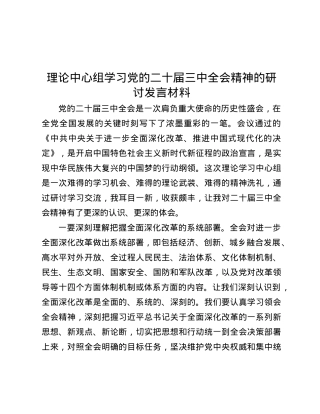 理论中心组学习X的二十届三中全会精神的研讨发言材料.docx
