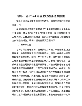 领导干部2024年度述职述德述廉报告.docx