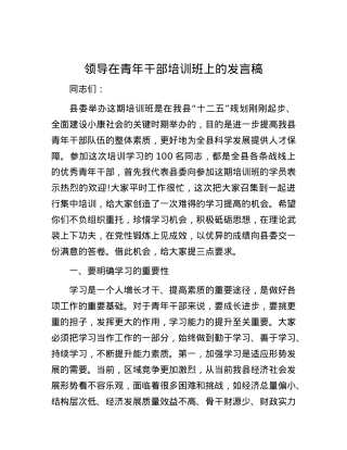 领导在青年干部培训班上的发言稿.docx