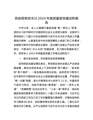 民政局X组书记2024年度抓基层X建述职报告.docx