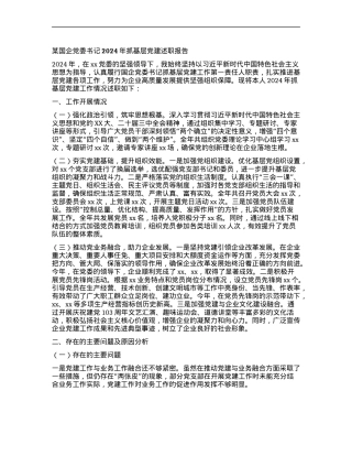 某国企X委书记2024年抓基层X建述职报告.docx