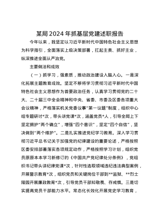 某局2024年抓基层党建述职报告.docx