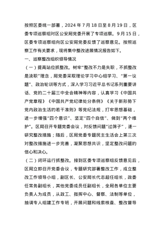 公安局党委关于巡察整改工作情况的报告.docx