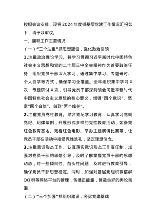 基层党支部书记2024年度抓基层党建工作述职报告.docx