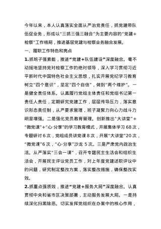 检察院党组书记抓党建述职报告.docx