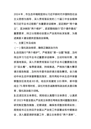 市生态环境局领导班子2024年度落实全面从严治党主体责任情况报告.docx