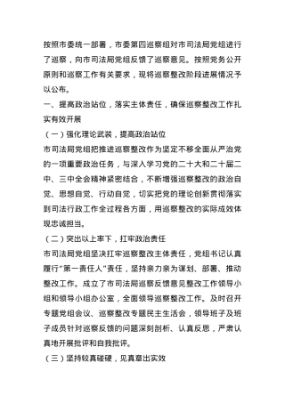 市司法局党组关于巡察整改工作情况的通报.docx