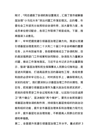 市委书记在市委党建引领基层治理协调机制全体会议上的讲话.docx