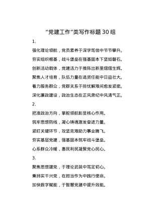 “X建工作”类写作标题30组.docx
