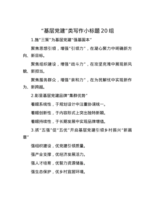 “基层X建”类写作小标题20组.docx