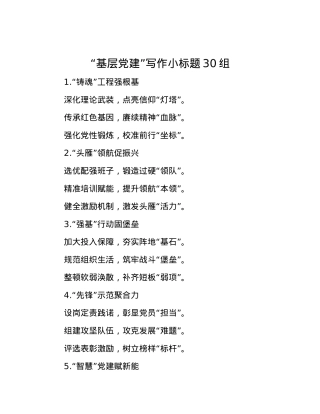 “基层X建”写作小标题30组.docx