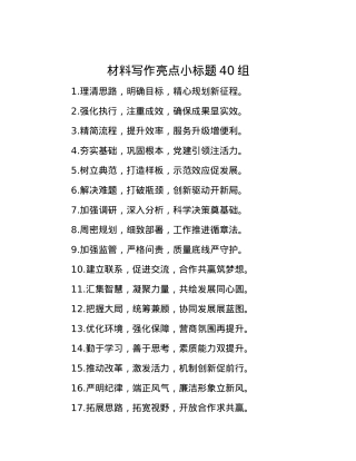 材料写作亮点小标题40组.docx