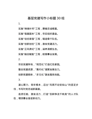 基层X建写作小标题30组.docx
