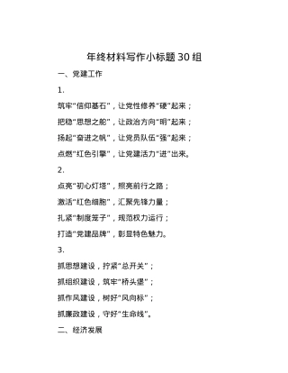 年终材料写作小标题30组.docx