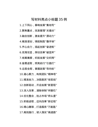 写材料亮点小标题35例.docx