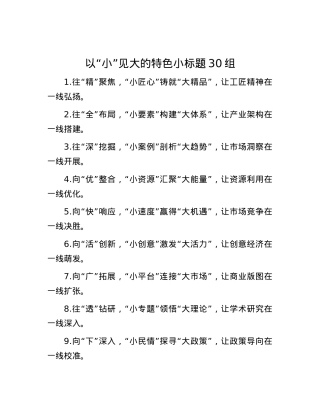 以“小”见大的特色小标题30组.docx