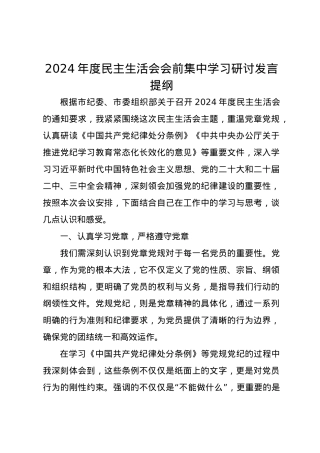 （会前）2024年度民主生活会会前集中学习研讨发言提纲.docx