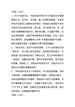 2024民主生活会相互批评意见.docx