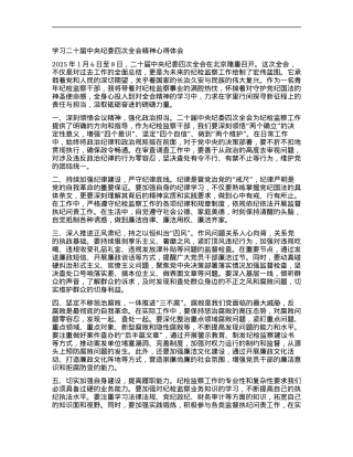 学习二十届中央纪委四次全会精神心得体会.docx