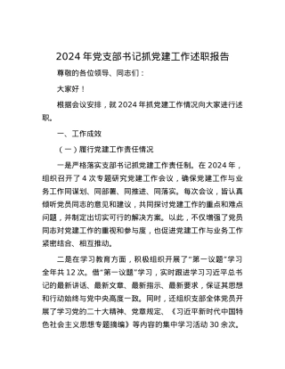 2024年X支部书记抓X建工作述职报告.docx