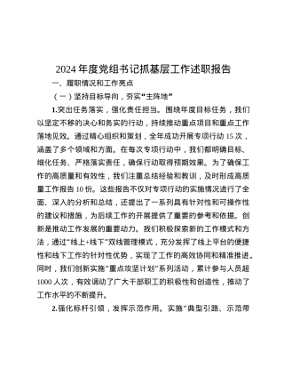 2024年度X组书记抓基层工作述职报告.docx