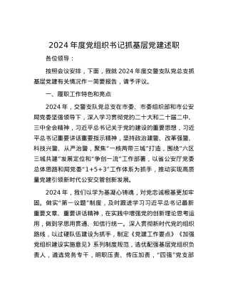 2024年度X组织书记抓基层X建述职.docx
