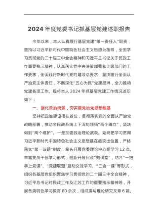 2024年度党委书记抓基层党建述职报告.docx