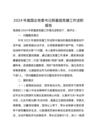 2024年度国企党委书记抓基层党建工作述职报告.docx