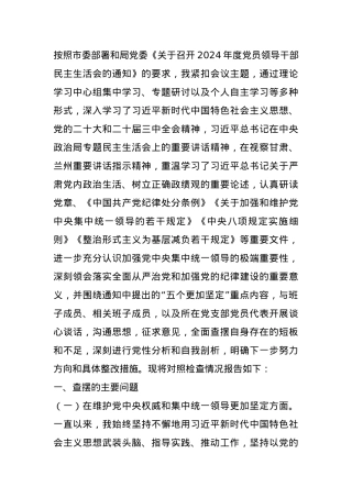 2024年度民主生活会对照检查材料.docx