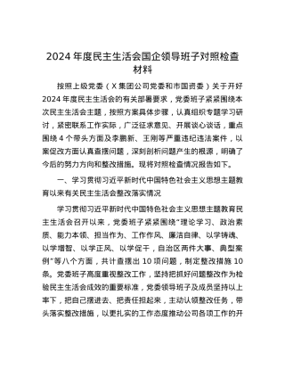 2024年度民主生活会国企领导班子对照检查材料.docx