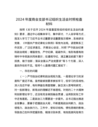2024年度商会支部书记组织生活会对照检查材料.docx