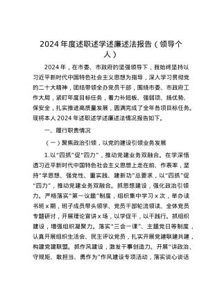 2024年度述职述学述廉述法报告（领导个人）.docx