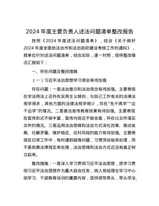 2024年度主要负责人述法问题清单整改报告.docx