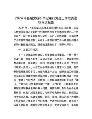 2024年基层X组织书记履行X建工作职责述职评议报告.docx