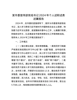 某市委宣传部X组书记2024年个人述职述责述廉报告.docx