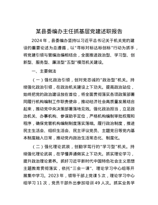 某县委编办主任抓基层X建述职报告.docx